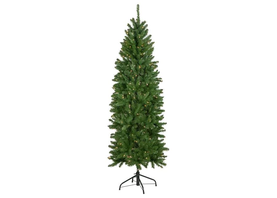 7.5' Pre-Lit Pencil White River Fir Artificial Christmas Tree - Clear Lights