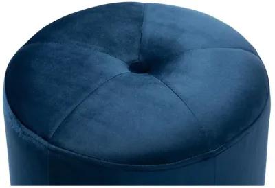 Alonza Glam Navy Blue Velvet Fabric Upholstered Gold-Finished Ottoman