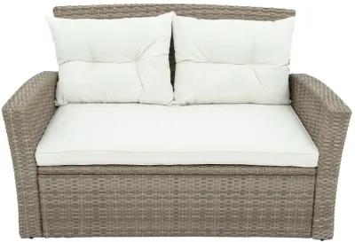 Patio Furniture Set, 4 Piece Outdoor Conversation Set All Weather Wicker Sectional Sofa