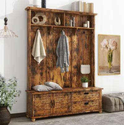 Merax Modern Hall Tree with Bench and Storage Cabinet