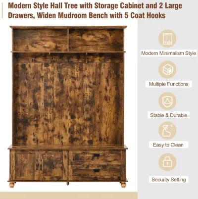 Merax Modern Hall Tree with Bench and Storage Cabinet