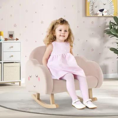 Upholstered Toddler Rocker with Solid Wood Legs and Non-slip Foot Pads-Pink