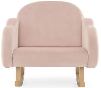 Upholstered Toddler Rocker with Solid Wood Legs and Non-slip Foot Pads-Pink