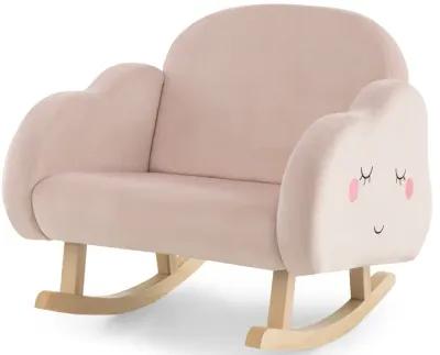 Upholstered Toddler Rocker with Solid Wood Legs and Non-slip Foot Pads-Pink