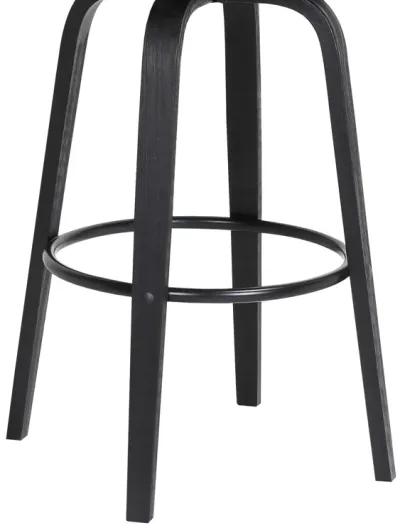 Pico  Swivel Black Wood Counter Stool in Light Grey Fabric with Black Metal