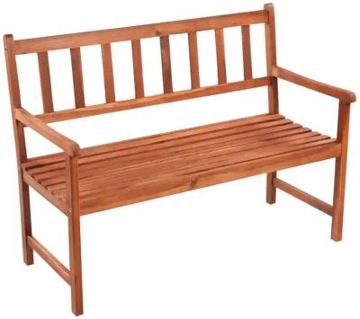 vidaXL Solid Acacia Wood Patio Bench with Light Oil Finish and Comfortable Cushion - 47.2 inch Retro Style Bench for Outdoor Spaces