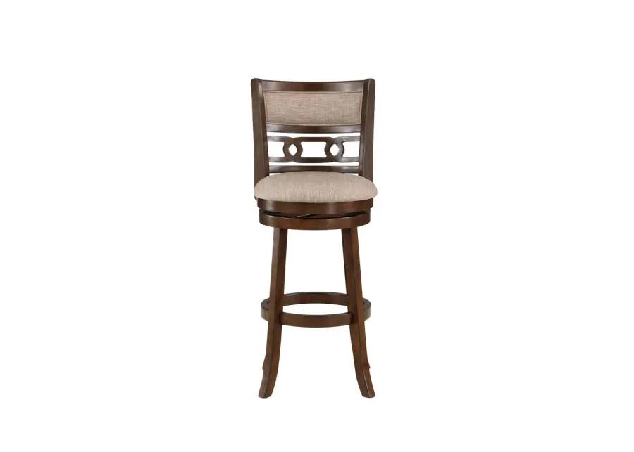 New Classic Furniture Gia 29 Solid Wood Swivel Bar Stool with Fabric Seat in Cherry