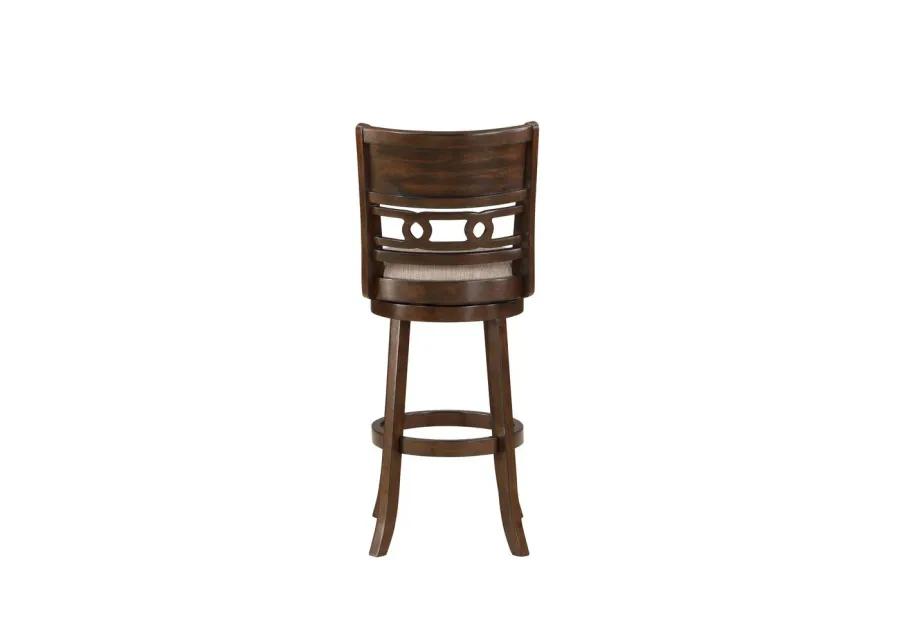 New Classic Furniture Gia 29 Solid Wood Swivel Bar Stool with Fabric Seat in Cherry