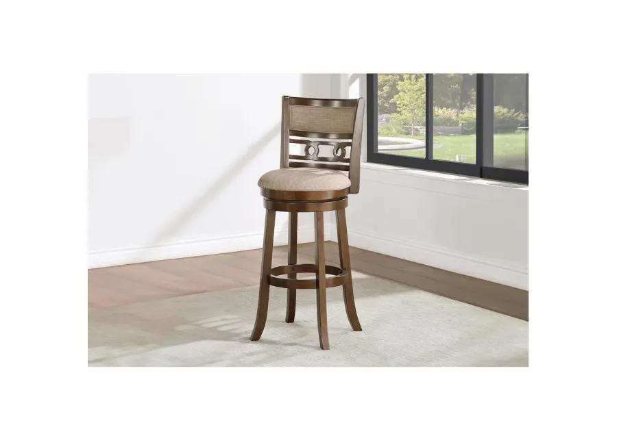 New Classic Furniture Gia 29 Solid Wood Swivel Bar Stool with Fabric Seat in Cherry