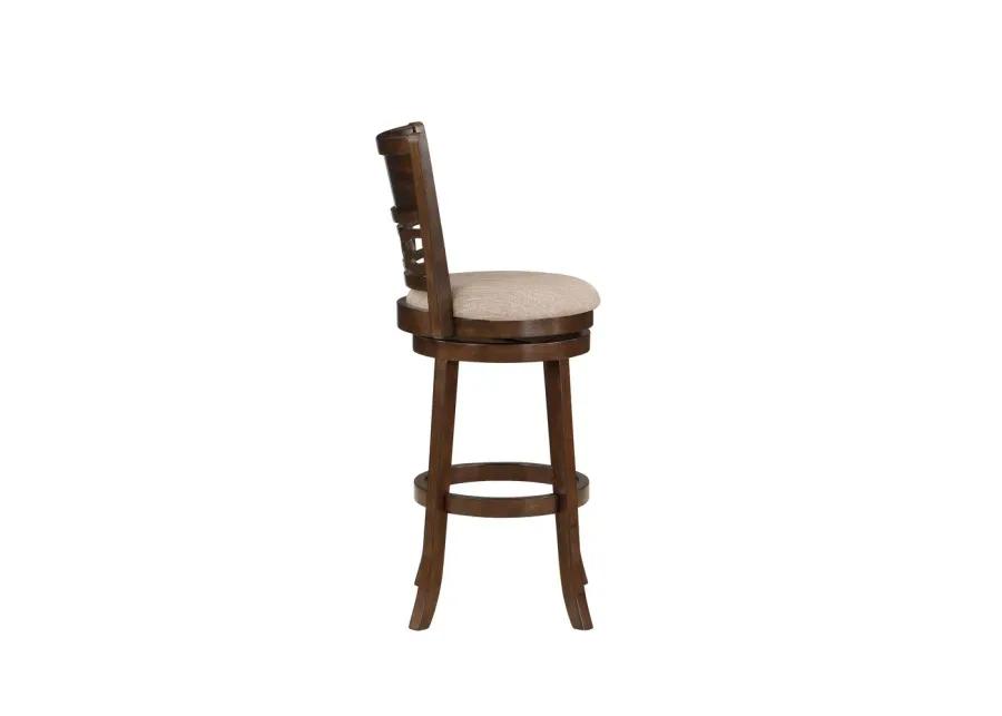 New Classic Furniture Gia 29 Solid Wood Swivel Bar Stool with Fabric Seat in Cherry