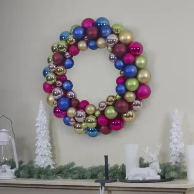 Multi-Color 2-Finish Shatterproof Ball Christmas Wreath  36-Inch