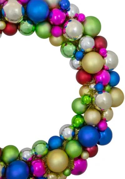 Multi-Color 2-Finish Shatterproof Ball Christmas Wreath  36-Inch