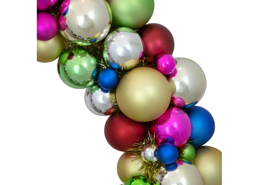 Multi-Color 2-Finish Shatterproof Ball Christmas Wreath  36-Inch