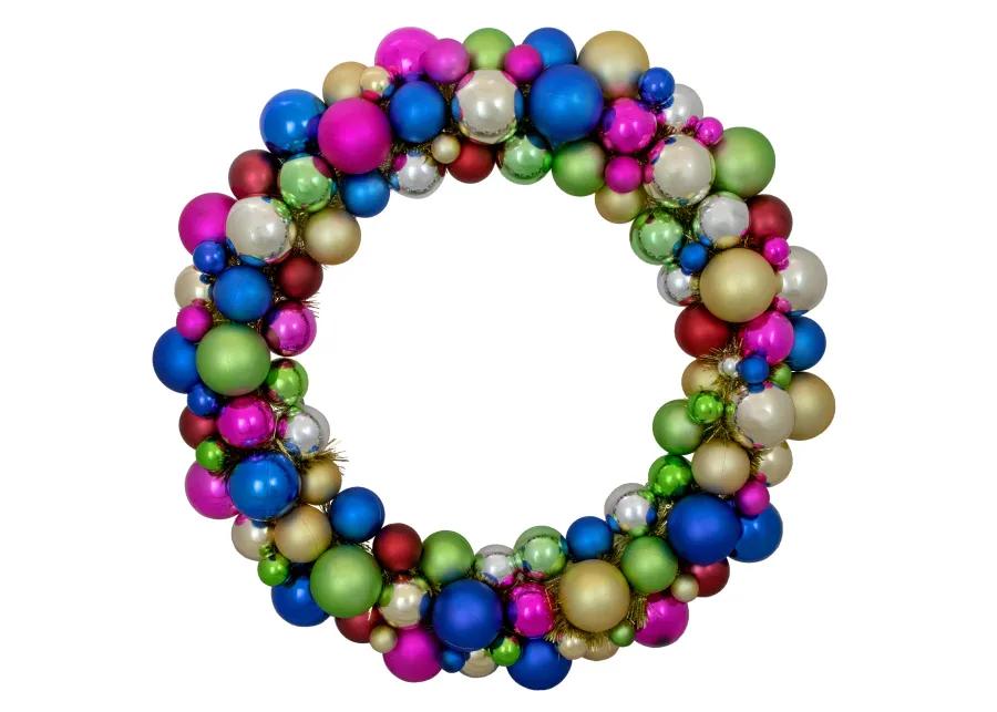 Multi-Color 2-Finish Shatterproof Ball Christmas Wreath  36-Inch