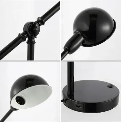 Curtis Vintage Industrial Iron Adjustable Dome Shade LED Task Lamp with USB Charging Port