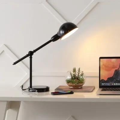 Curtis Vintage Industrial Iron Adjustable Dome Shade LED Task Lamp with USB Charging Port