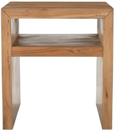 Jofran Dev Modern Mitered Angle Solid Wood End Table with Storage Shelf