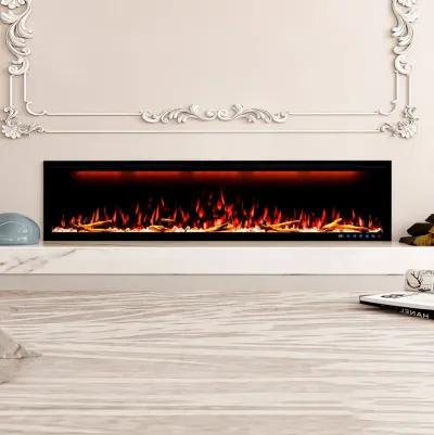 MONDAWE 74" Wall Mounted Embedded Electric Fireplace, 60Hz, 110-120 Volt, 1500W, With Overheat Protection Device