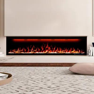 MONDAWE 74" Wall Mounted Embedded Electric Fireplace, 60Hz, 110-120 Volt, 1500W, With Overheat Protection Device