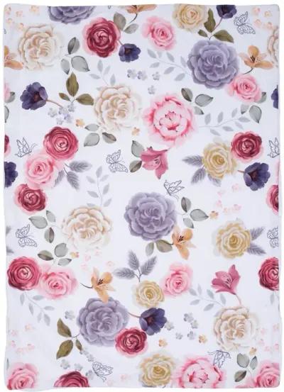 Lambs & Ivy Secret Garden Ultra-Soft Fleece/Minky Floral Baby Blanket