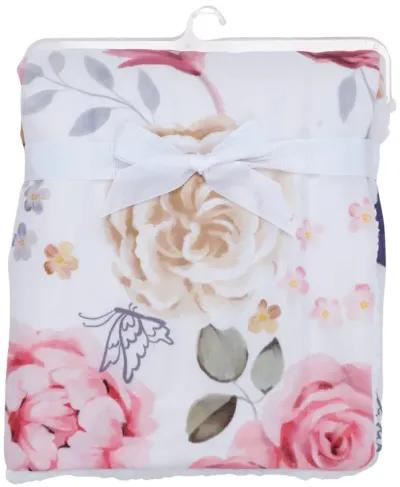 Lambs & Ivy Secret Garden Ultra-Soft Fleece/Minky Floral Baby Blanket