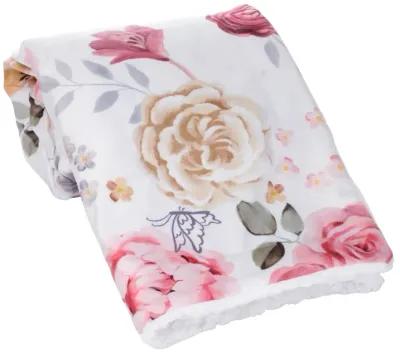 Lambs & Ivy Secret Garden Ultra-Soft Fleece/Minky Floral Baby Blanket