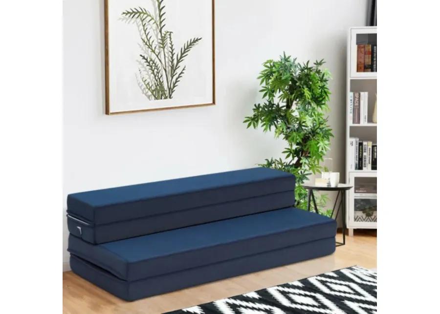 5' Quart Folding Futon Sleepover Sofa Bed Foam Mattress-Queen Size