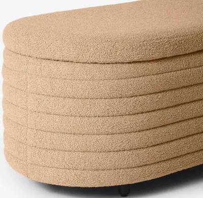 WestinTrends 54" Wide Mid-Century Modern Upholstered Teddy Sherpa Tufted Oval Storage Ottoman Bench