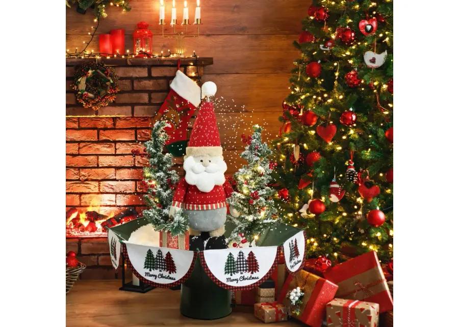 LuxenHome Holiday 31.5" Animated Musical Snowing Christmas Trees and Santa Decor with LED Lights