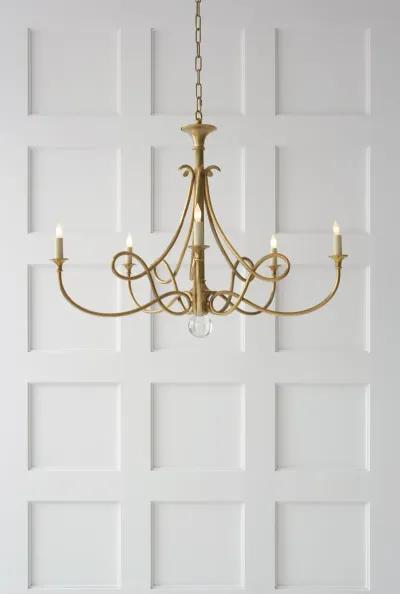 Double Twist Large Chandelier in Antique Brass