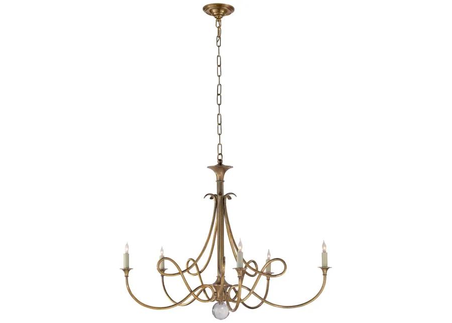 Double Twist Large Chandelier in Antique Brass