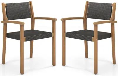 Set of 2 Stackable Outdoor Wicker Dining Chair