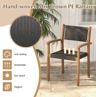 Set of 2 Stackable Outdoor Wicker Dining Chair