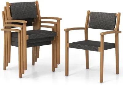 Set of 2 Stackable Outdoor Wicker Dining Chair