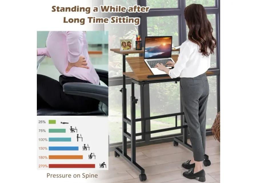 Mobile Standing up Desk Adjustable Computer Desk Tilting Workstation