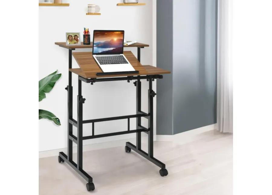 Mobile Standing up Desk Adjustable Computer Desk Tilting Workstation