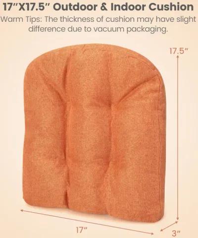 4 Pack 17.5 x 17 Inch U-Shaped Chair Pads with Polyester Cover-Orange