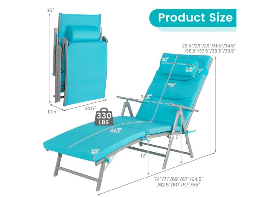 Hivvago Folding Chaise Lounge Chair Outdoor Reclining Chair for Backyard-Tuiquoise