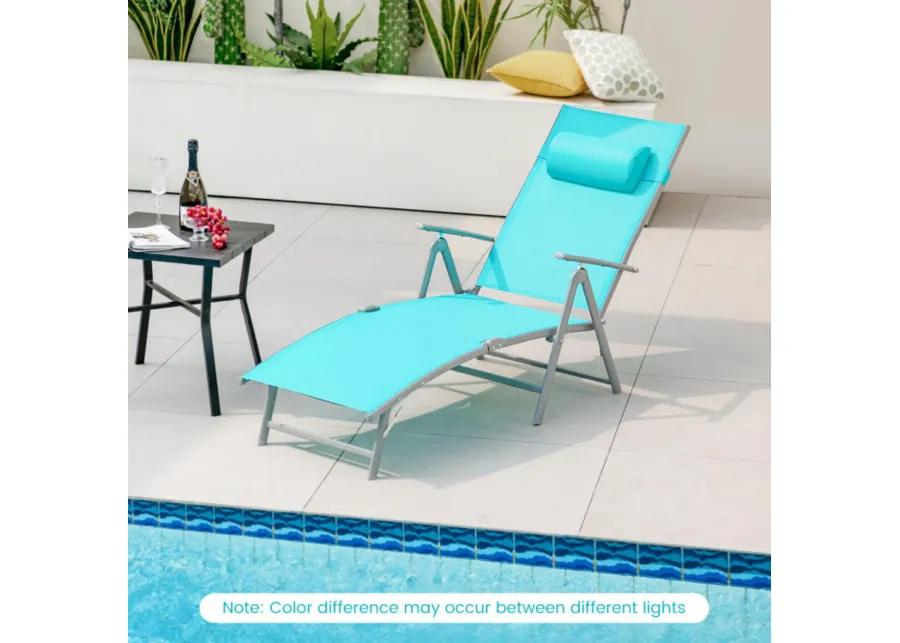 Hivvago Folding Chaise Lounge Chair Outdoor Reclining Chair for Backyard-Tuiquoise