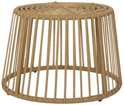 Laine 2 Piece Side Table and Chair Set, Light Brown Outdoor Faux Rattan