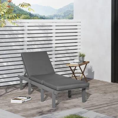 Grey Outdoor Recliner: Patio Chaise Lounge with 4-Position Back