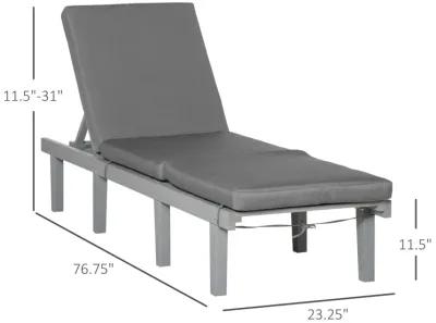 Grey Outdoor Recliner: Patio Chaise Lounge with 4-Position Back