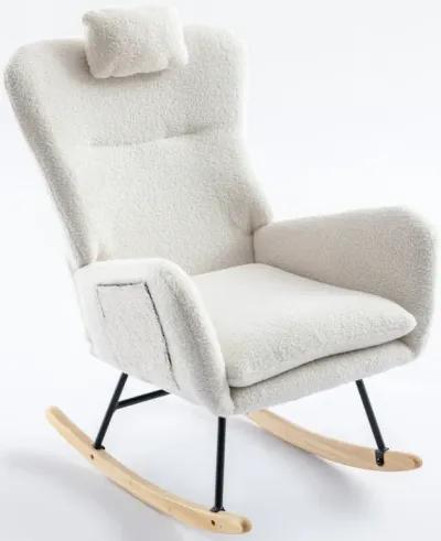 Soft Velvet Rocking Chair for Living Room or Nursery