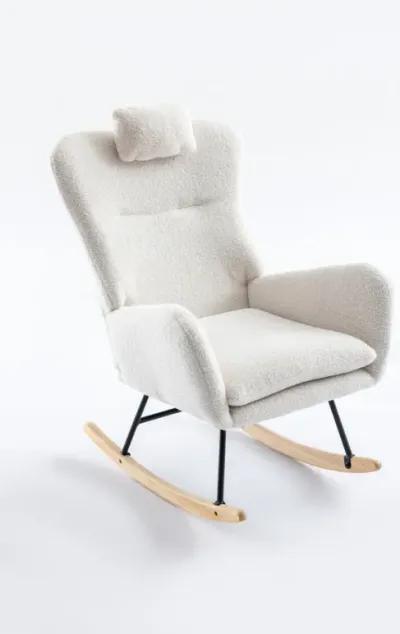 Soft Velvet Rocking Chair for Living Room or Nursery