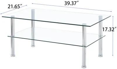 Clear Tempered Glass Coffee Table for Living Room - Sleek and Stylish Design