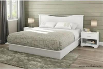 Hivvago King size Modern Platform Bed with Storage Drawers in White Finish