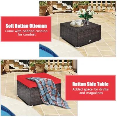 4 Pcs Ottoman Garden Deck Patio Rattan Wicker Furniture Set Cushioned Sofa