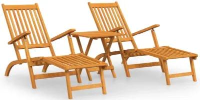 vidaXL Patio Deck Chairs with Footrests and Table Solid Wood Acacia