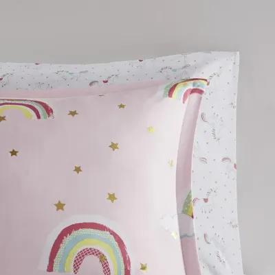 Belen Kox Alicia Rainbow with Metallic Printed Stars Complete Bed and Sheet Set, Belen Kox