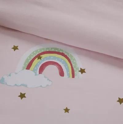 Belen Kox Alicia Rainbow with Metallic Printed Stars Complete Bed and Sheet Set, Belen Kox